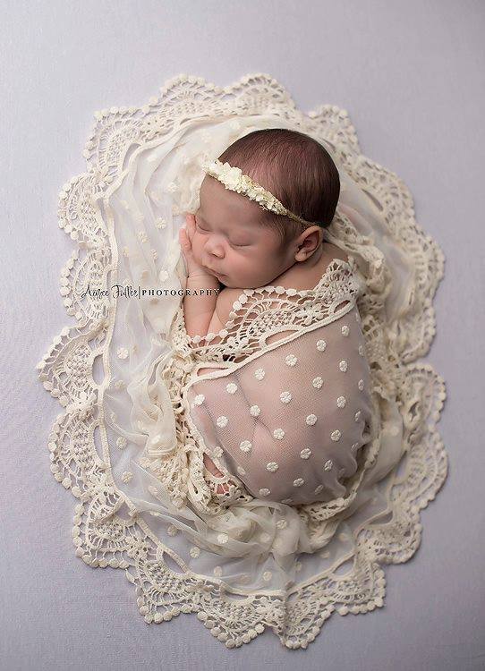 Image of Dotty vintage embroidery lace wrap