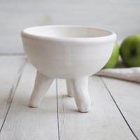 Image 3 of Quirky Tripod Planter in Modern Matte White Glaze, Ceramic Pottery Flower Pot, Made in USA - 4