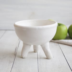 Image of Quirky Tripod Planter in Modern Matte White Glaze, Ceramic Pottery Flower Pot, Made in USA - 4