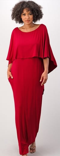 Image 4 of Red cape dress with pockets 