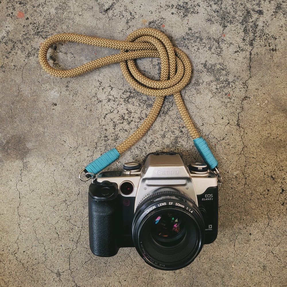 Image of Coyote brown rope shoulder strap w/ split ring attachments