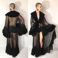 Image 2 of *PREORDER* Sheer Mesh Robe with Faux Fur Trim