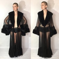 Image 3 of *PREORDER* Sheer Mesh Robe with Faux Fur Trim