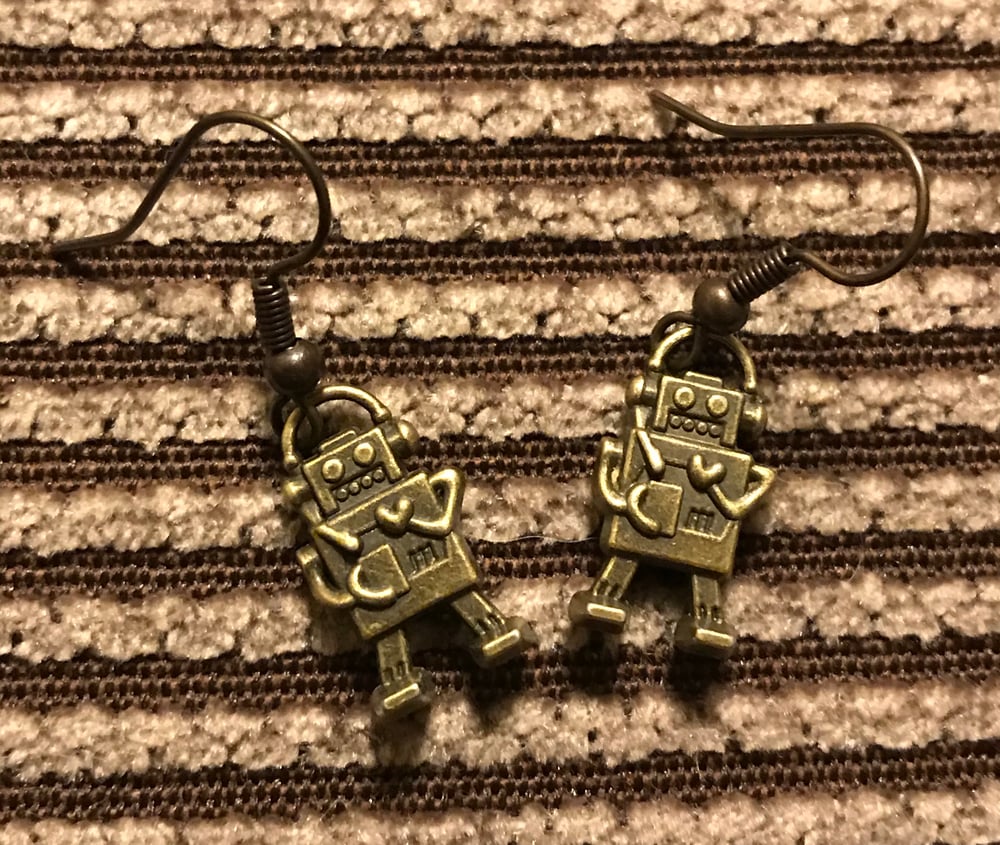 Image of Robot heart earrings 