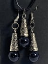 Blue Goldstone Spherical Necklace / Earrings Set