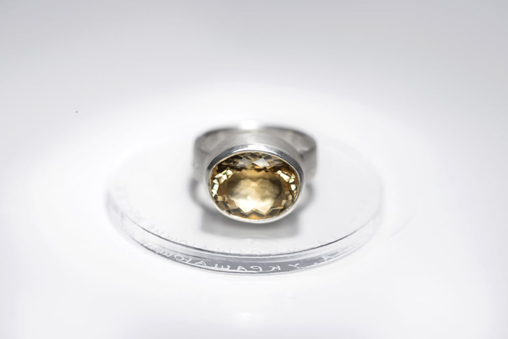 Image of "Stars are brightening..." silver ring with citrine · SIDERA CAELUM LAQUEANTIA ·