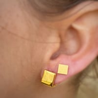 Image 3 of Cube Gold Earrings
