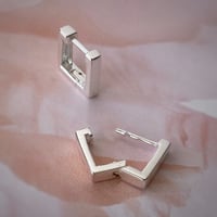 Image 2 of Silver Square Earrings