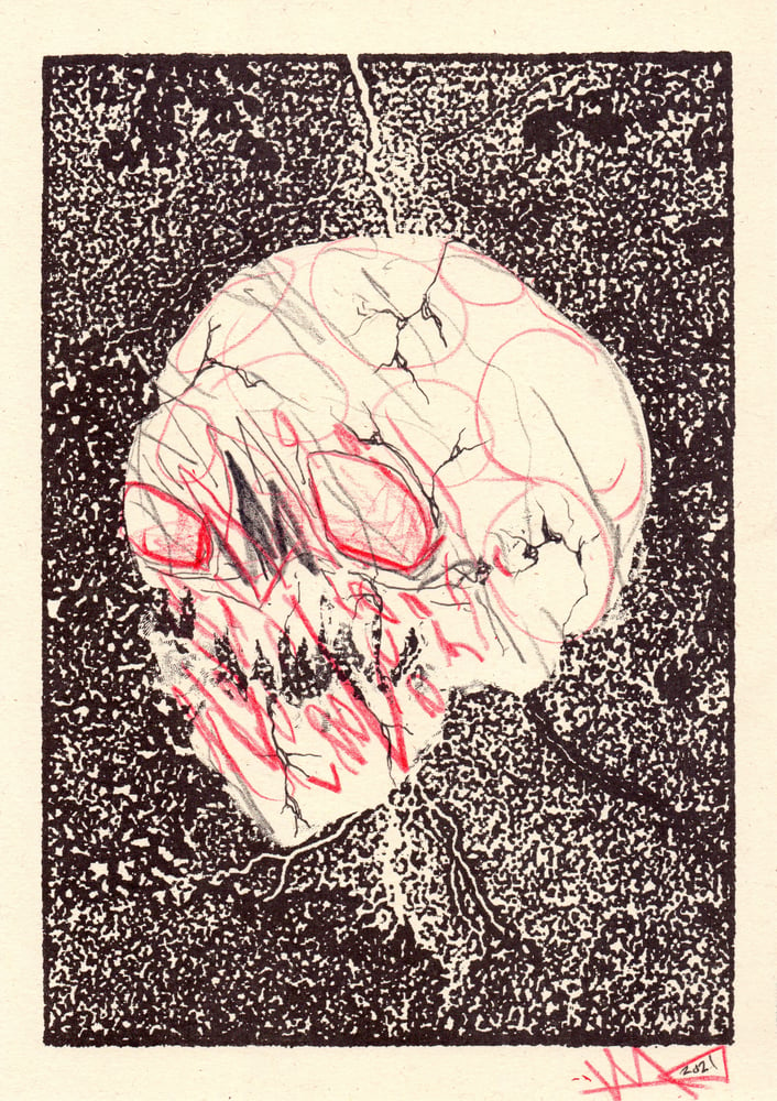 Image of Custom Skulls — A4 sketch / Risograph print