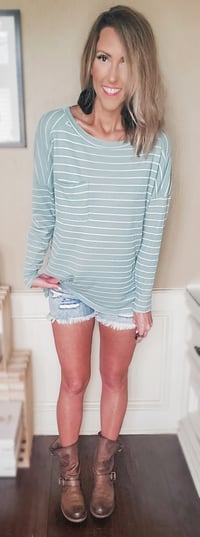 Image 1 of Mint to Be Striped Top 