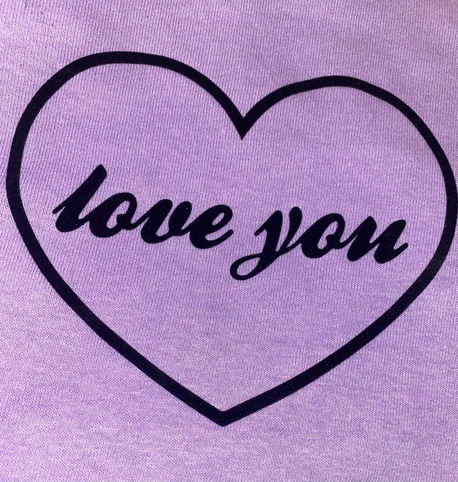 Image of NEW Love You Tee Lilac with Black flock