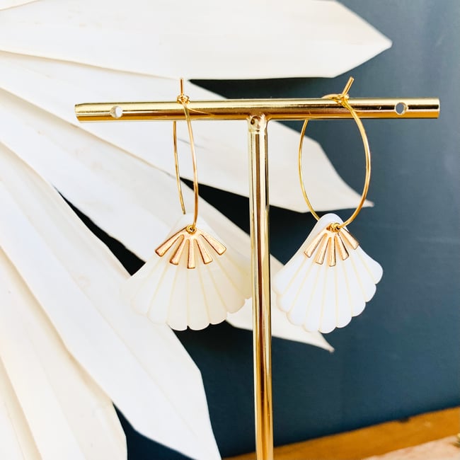 ALBERTINE | Créoles acier inoxydable doré et coquillage en nacre
