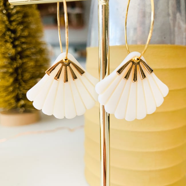 ALBERTINE | Créoles acier inoxydable doré et coquillage en nacre