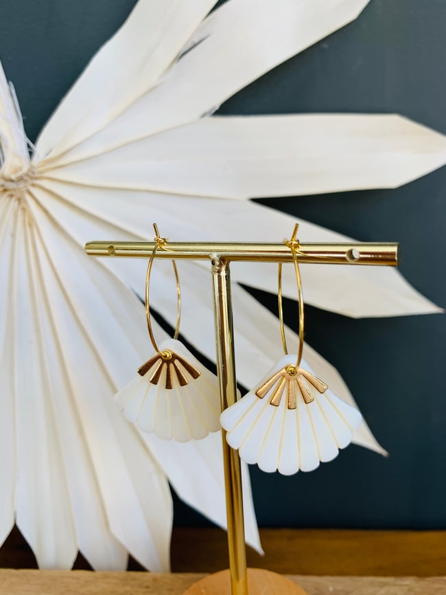 ALBERTINE | Créoles acier inoxydable doré et coquillage en nacre