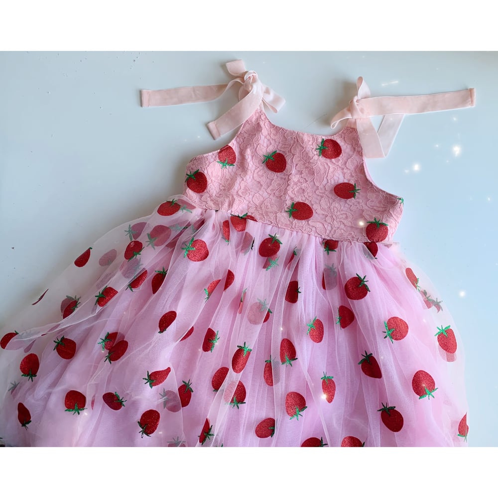 Image of Strawberry cake tie top dress 🍰