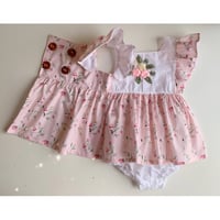 Pink peony pinafore set 