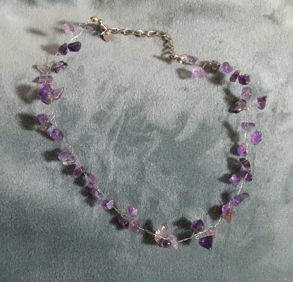 Image of Amethyst choker necklace/ Amethyst chunk earrings