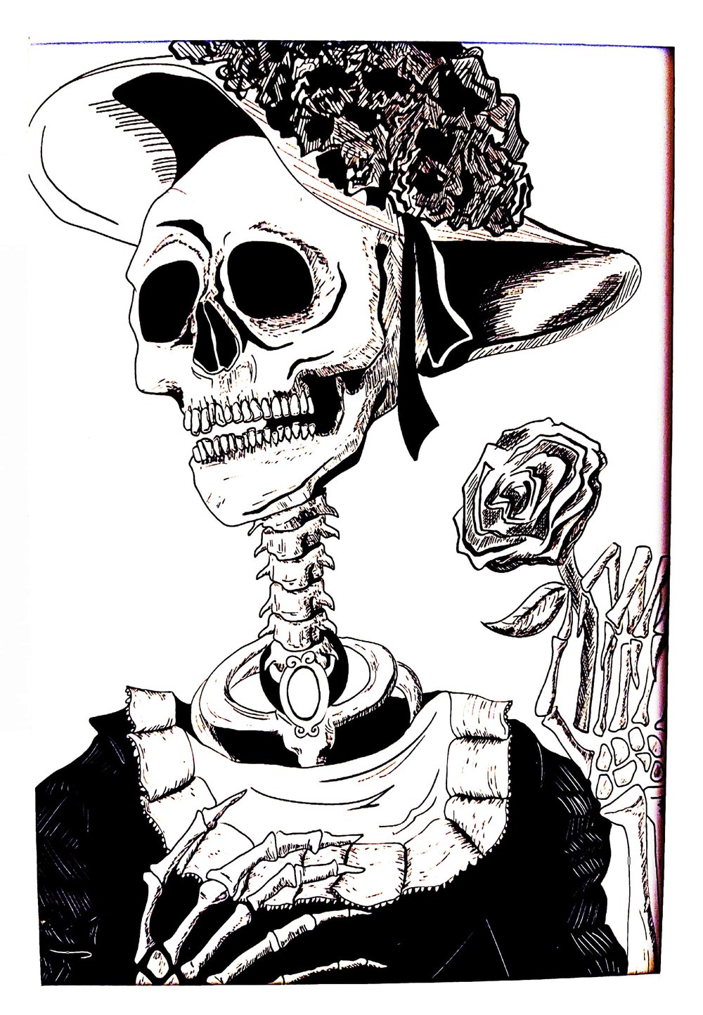 Skeleton With a Rose Print