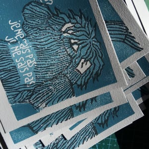 ÊTRE LÀ - série bleue - livre d'artiste linogravure micro édition