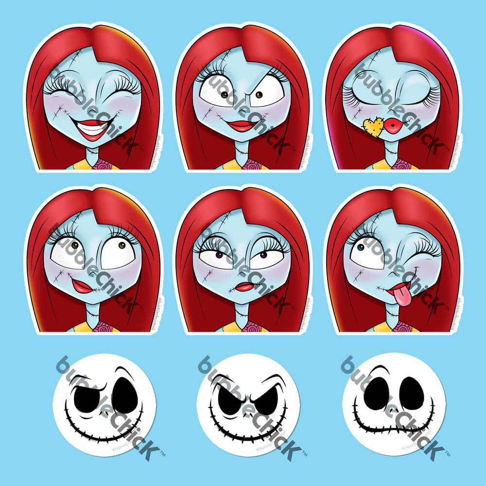 Image of Jack & Sally Faces Stickers