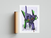 Image 2 of Unit 01 - Neon Genesis Evangelion, Cyberpunk Anime Poster