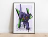 Unit 01 - Neon Genesis Evangelion, Cyberpunk Anime Poster