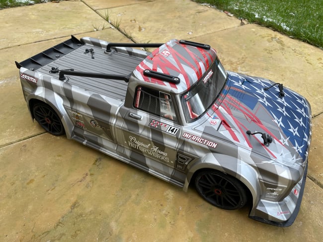 Arrma Infraction Rear Wing Spoiler Lay Back Flat Low Profile Boot Lip V1 V2