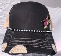 Image 2 of Black/Tan Triple Crystal Trucker Hummingbird