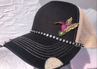 Image 1 of Black/Tan Triple Crystal Trucker Hummingbird