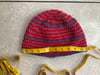 Tricolored Beanie Red, Pink, Blue wool Medium Large