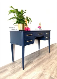 Image 12 of Stag Chateau Dressing Table painted in navy blue. Part of large bedroom set