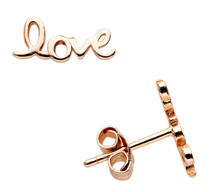 Image of 14 Kt Love Stud Earrings (Yellow Gold or Rose Gold)