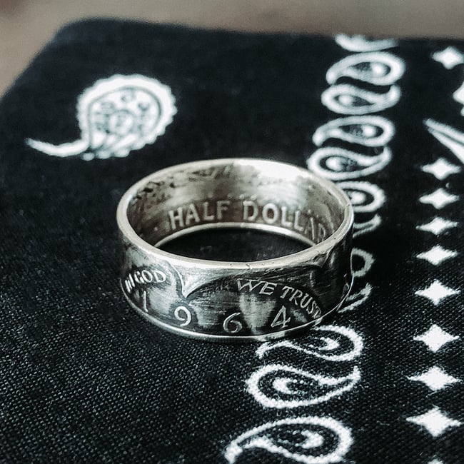 1964 JFK Silver Half Dollar Coin Ring