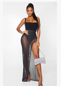 Black Glitter Maxi Sheer Skirt