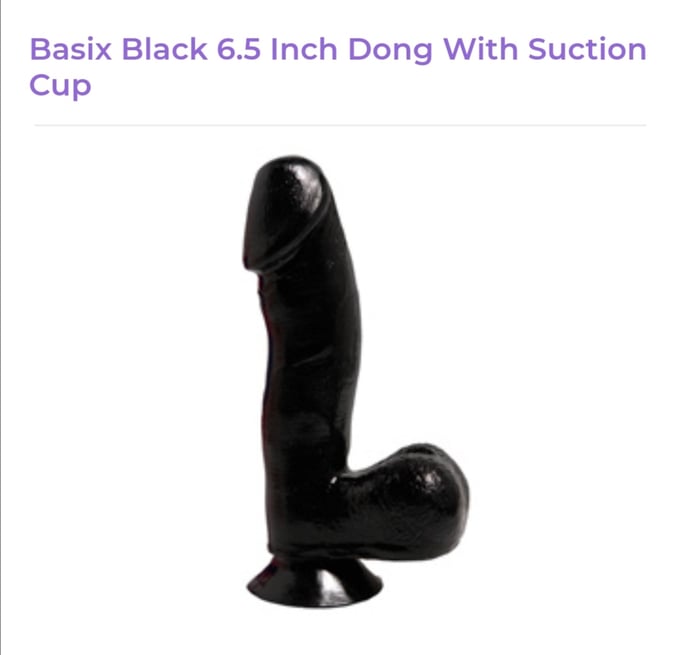 Image of Basix Black 6.5 Inch Dong With Suction Cup