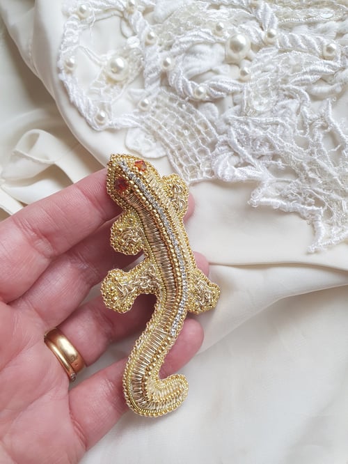 Image of Broche SALAMANDRE D'OR