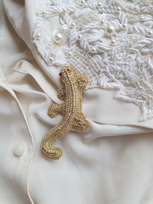 Image of Broche SALAMANDRE D'OR