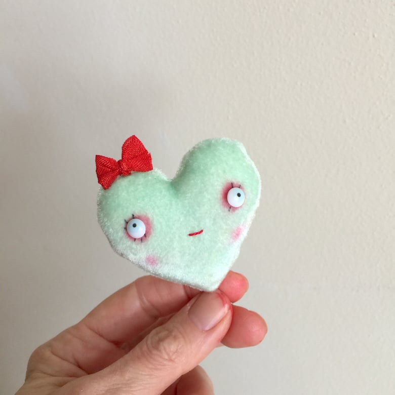Image of Conversation Heart Pillow in Green with CUTIE PIE