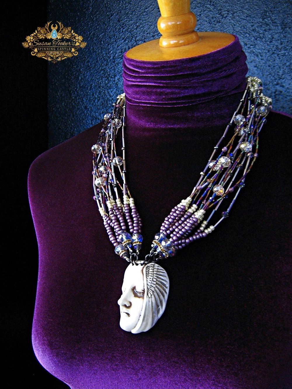Image of APHRODITE - Porcelain Face Wing Pendant Statement Necklace Greek Goddess Collection