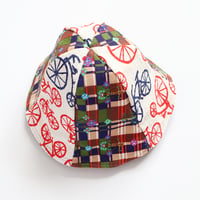 Image 2 of penny-farthing plaid bicycle tween teen adult vintage fabric six panel bucket hat buckethat 
