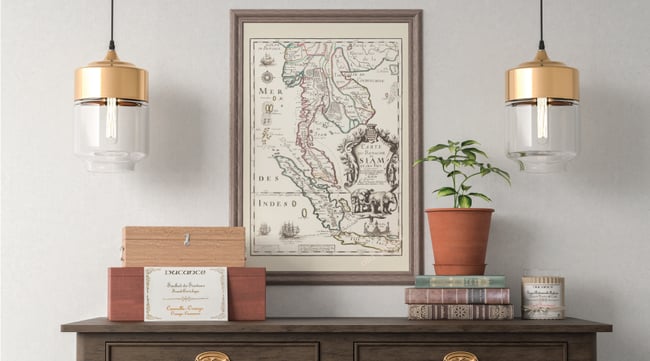 Map of the Kingdom of Siam and its neighbouring countries | 1686 | Wall Art Print | Vintage Map