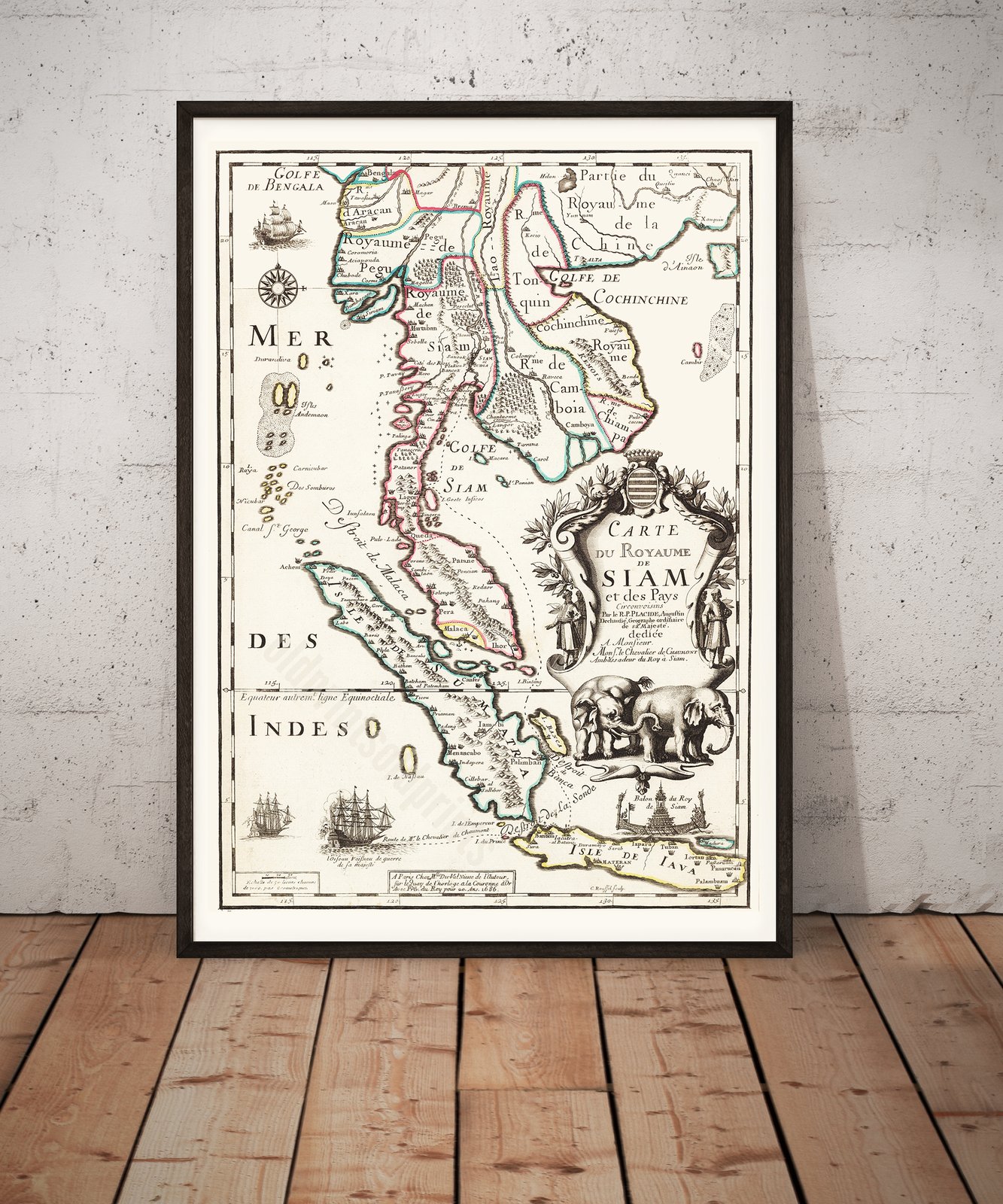 Map Of The Kingdom Of Siam And Its Neighbouring Countries 1686 Wall   Carte Du Royaume De Siam 