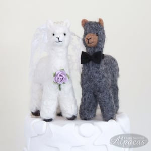 Little Llama Customized Cake Topper - Alpaca Bride and Groom - Unique Wedding Keepsake - Real Fiber