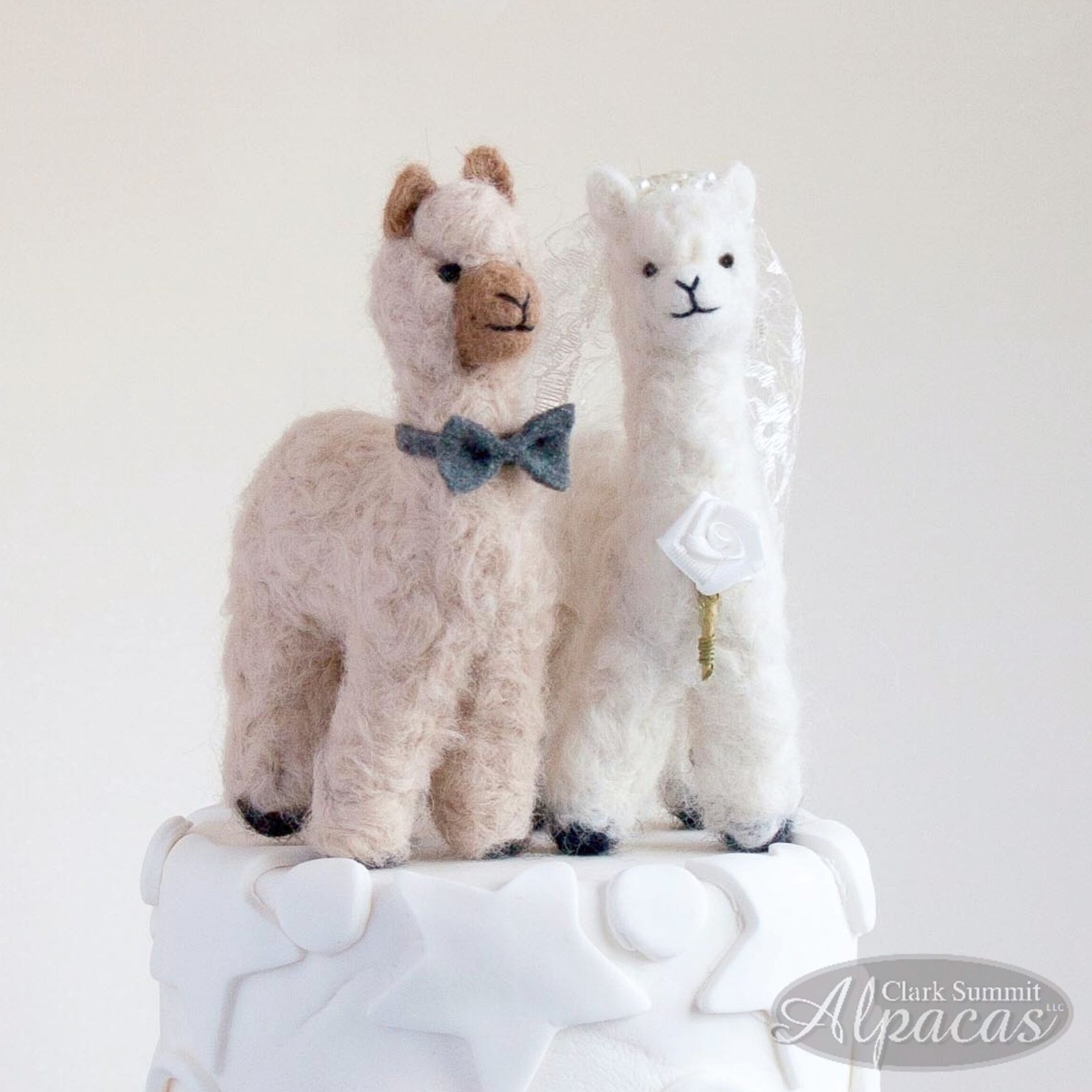 Bride and Groom Alpacadorable Hand Made Baby Alpaca Ornaments Alpaca W