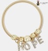 Rhinestone “Hope” Coil Charm Bracelet 