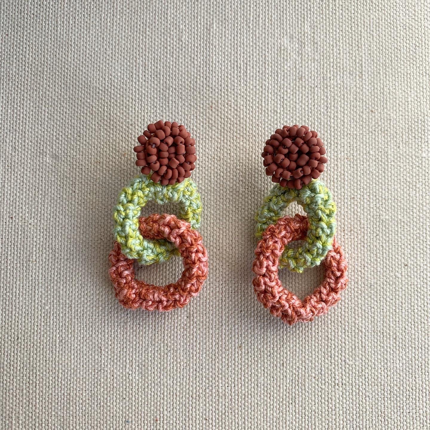 Image of Rust and Neon Double Bonded Together earrings