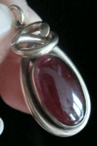 Image 1 of VICTORIAN 15CT HIGH CARAT LARGE CABOCHON GARNET PENDANT WITH GLASS BACK
