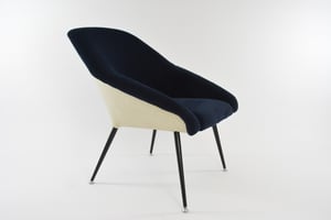 Image of Fauteuil coquille bicolore bleue