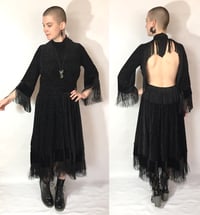 Image 2 of Burnout Velvet Open Back Fringe Dress