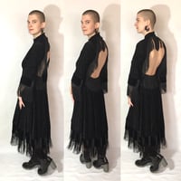 Image 3 of Burnout Velvet Open Back Fringe Dress